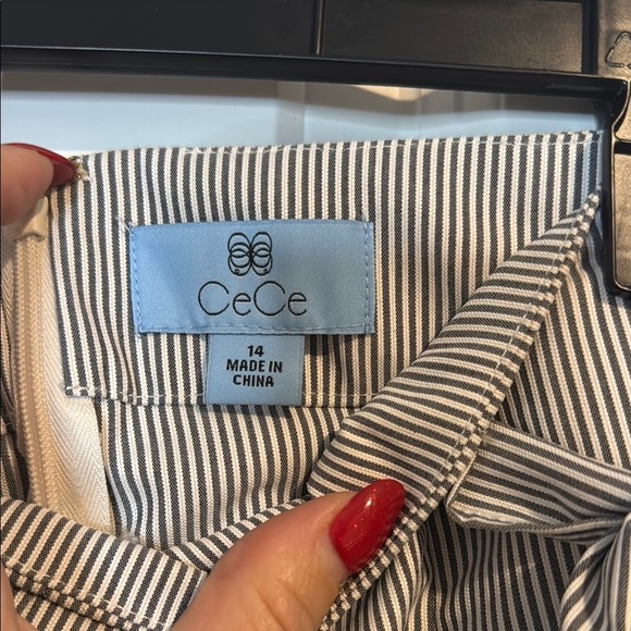 CeCe Striped Black and White Pants - Picture 2 of 4